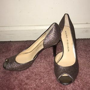 multi-colored glitter heels